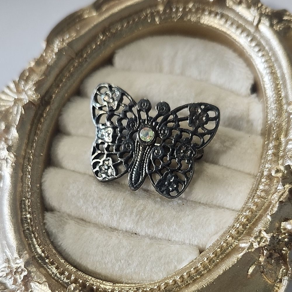 Gunmetal Gray Butterfly Brooch